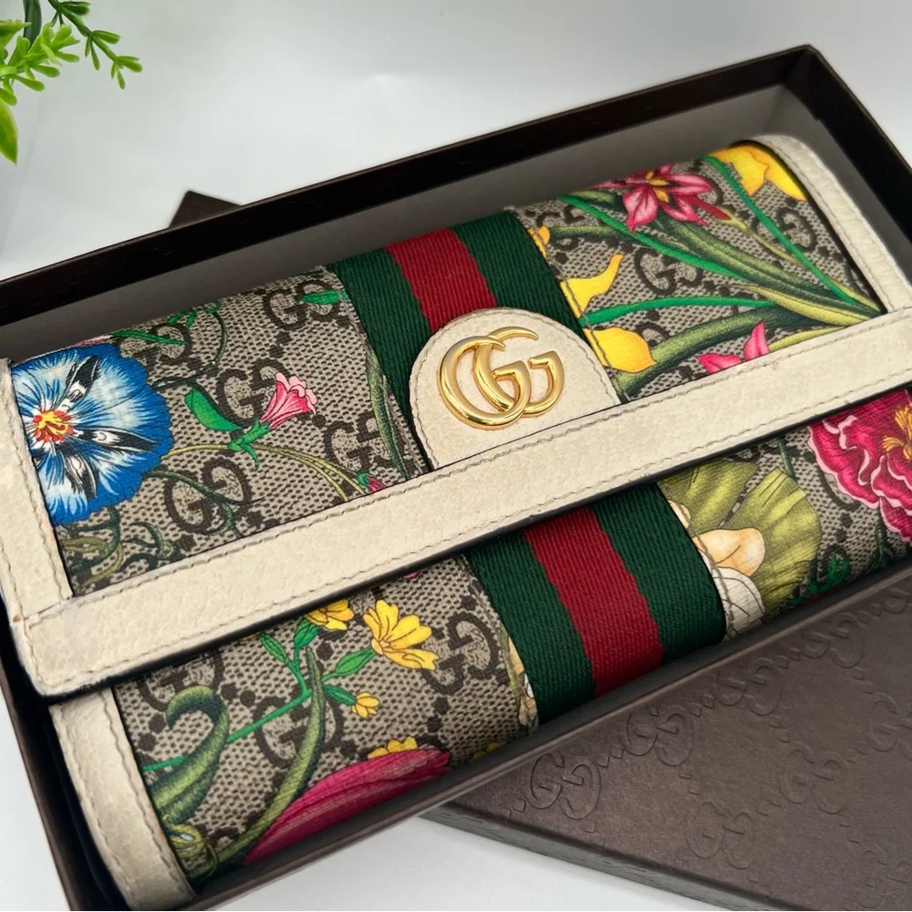 GUCCI Flora Ophidia Wallet Purse GG Supreme with box Authentic - Picture 2 of 12